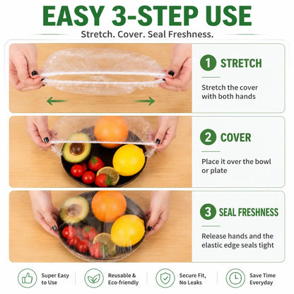 ANTELIT disposable stretch food covers in use with covered food containers