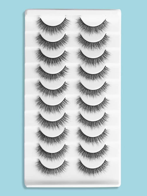 Fluffy Mixed-Length Strip Lashes — 10 Pairs — image 1