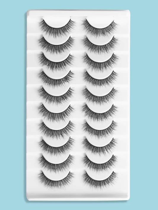 Fluffy Mixed-Length Strip Lashes — 10 Pairs — image 1