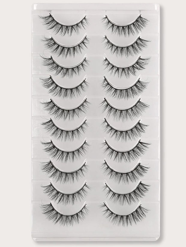Soft Cross-Style Strip Lashes — 10 Pairs