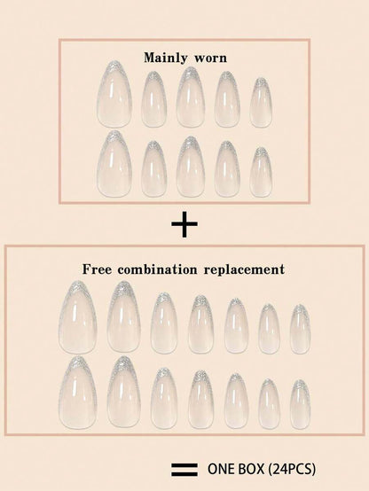 Glitter French Almond Press-On Nails — 24 Pieces — image 5