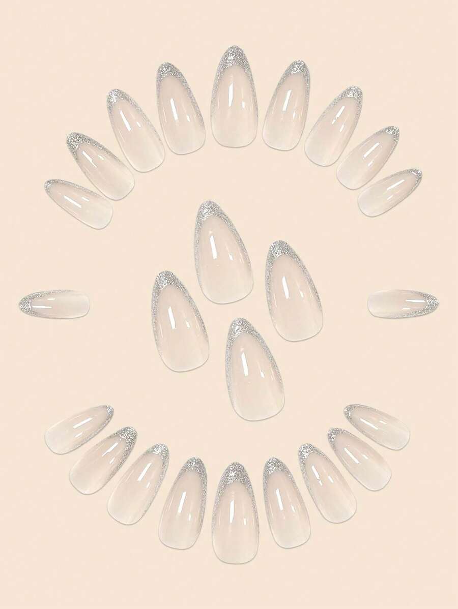 Glitter French Almond Press-On Nails — 24 Pieces — image 6