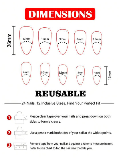 Glitter French Almond Press-On Nails — 24 Pieces — image 8