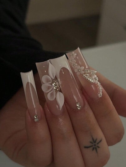 Black French Rhinestone Press-On Nails — 24 Pieces — image 10