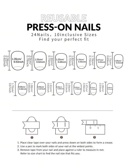 Short Oval Striped Press-On Nails — 24 Pieces — image 5
