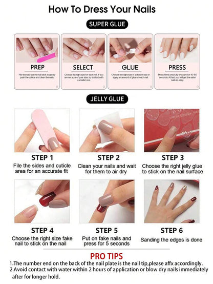 Short Oval Striped Press-On Nails — 24 Pieces — image 7