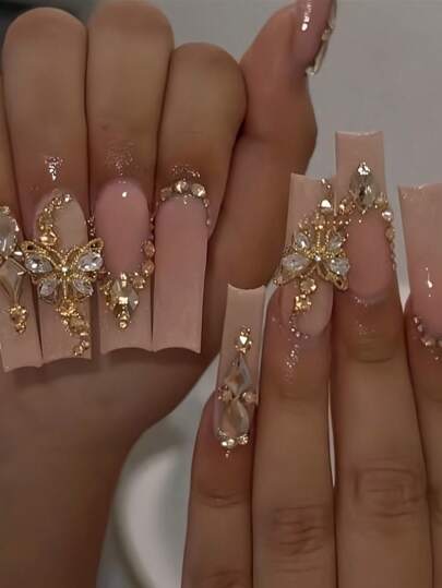 Black French Rhinestone Press-On Nails — 24 Pieces — image 8