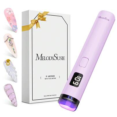 Handheld UV Light For Gel Nails With Stand, Mini Portable Cordless Nail Lamp With LCD Display, Eye-Protective Cover, Flash Curing For Glue White