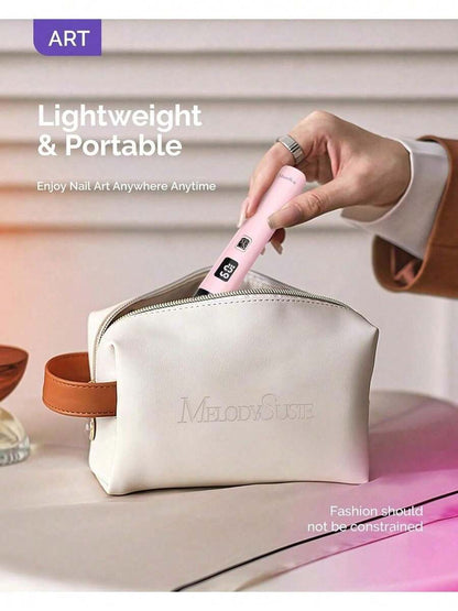 Handheld UV Light For Gel Nails With Stand, Mini Portable Cordless Nail Lamp With LCD Display, Eye-Protective Cover, Flash Curing For Glue White