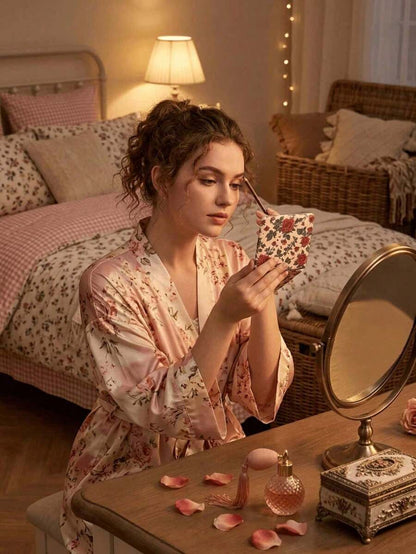 Vintage Floral Compact Makeup Mirror — image 4