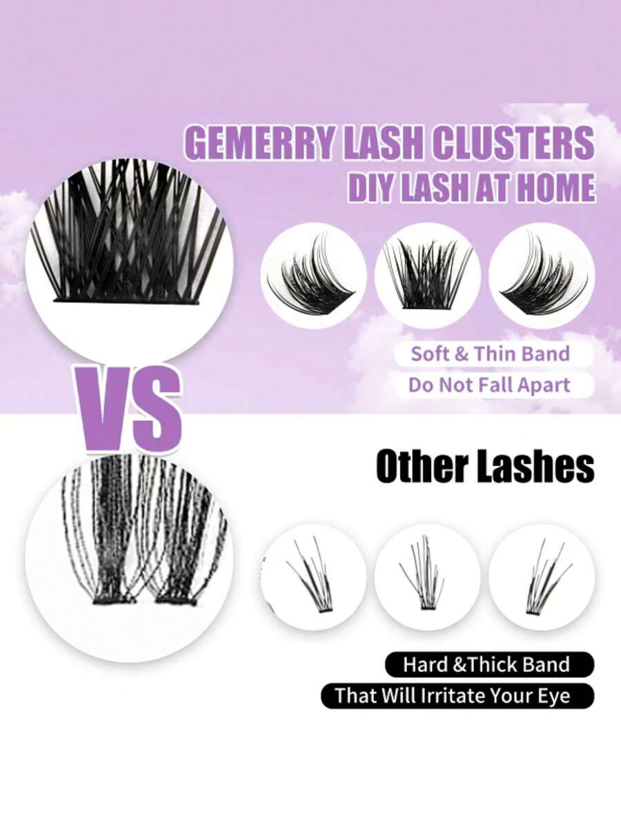 1168/584pcs Wispy Spiky Lash Clusters, Fairy Wild D-Curl Voluminous Segmented Eyelashes, Multi Length Self-Grafting DIY Lash Extensions With Lash Glue, Tweezers Remover, Soft Layered Eye Lashes, For Daily Makeup, Wedding, Party, Travel, Halloween