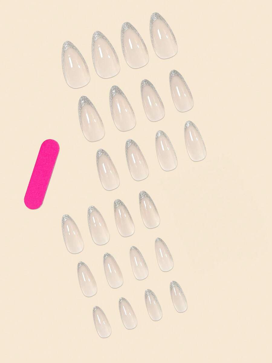 Glitter French Almond Press-On Nails — 24 Pieces — image 3