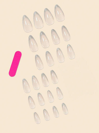 Glitter French Almond Press-On Nails — 24 Pieces — image 3