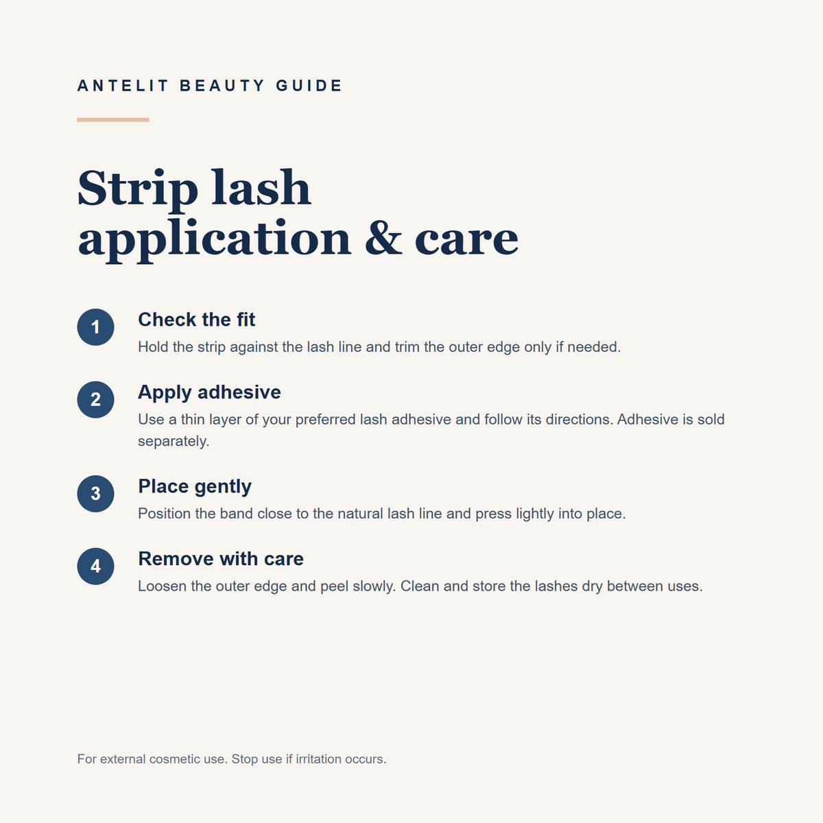 ANTELIT strip lash application and care guide