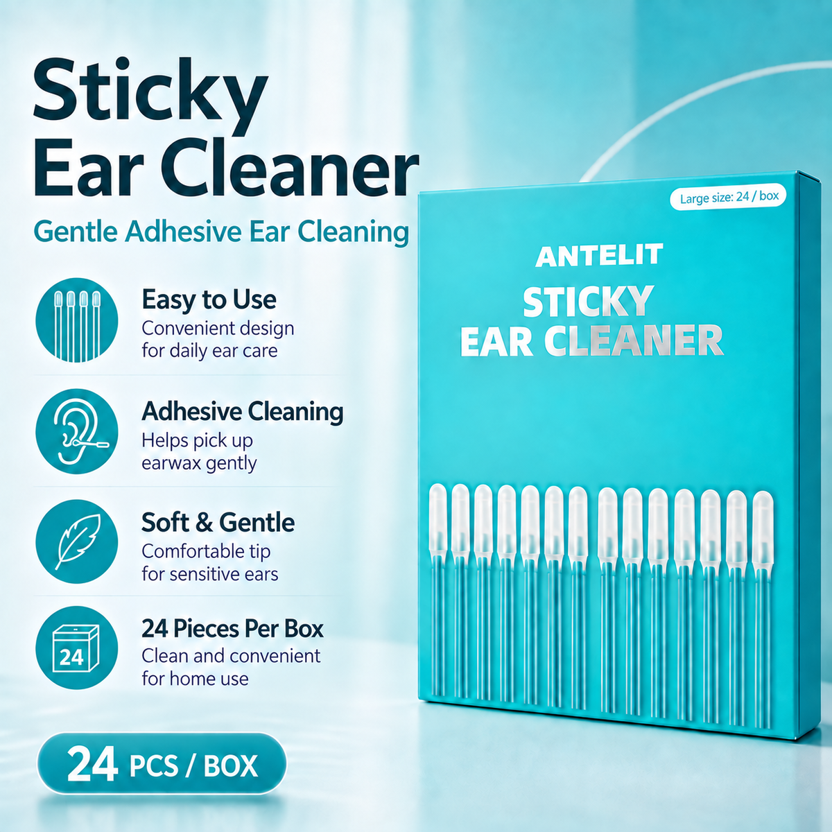 ANTELIT Reusable Sticky Ear Cleaning Sticks — 24 per Box — ANTELIT branded product guide